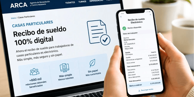 ARCA implementa el recibo de sueldo 100% digital para el Personal de Casas Particulares.